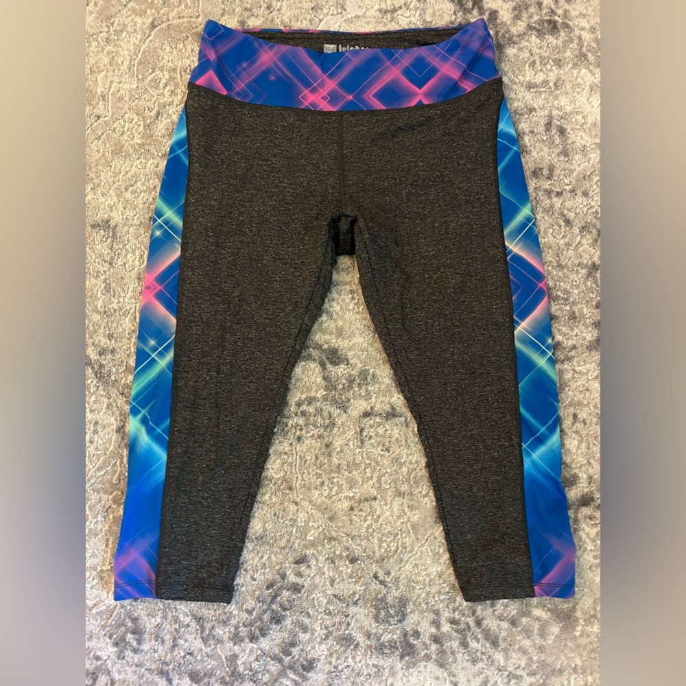 LuLaRoe Gray Leggings with Blue and Pink Accents